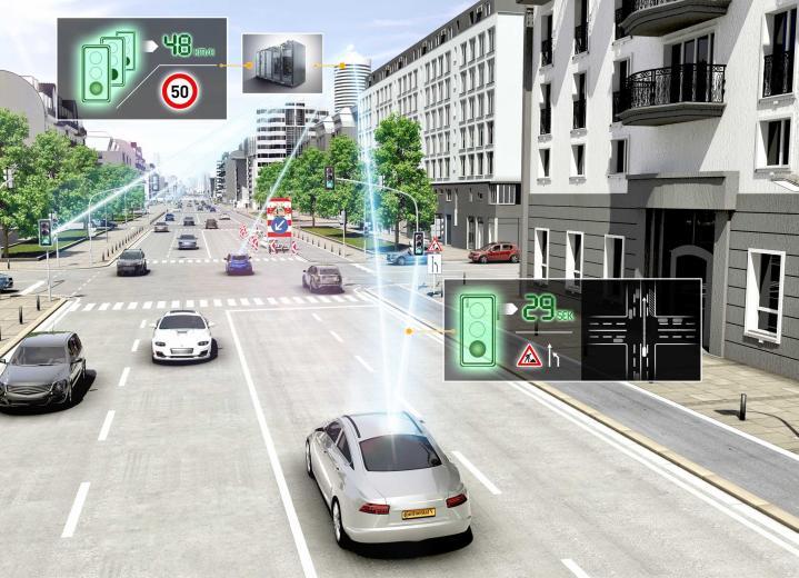 Street with autonomous vehicles